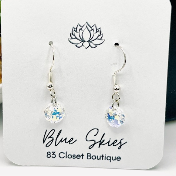 Clear AB Swarovski Crystal Silver Earrings - Picture 3 of 6